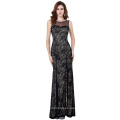 Starzz sin mangas de alta-Split Negro Lace vestido de noche largo ST000168-1